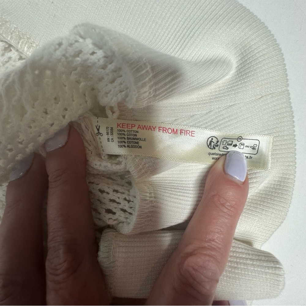 NWOT Anthropologie Daily Practice White Embroidered Mesh Hooded Pullover m - Picture 11 of 12